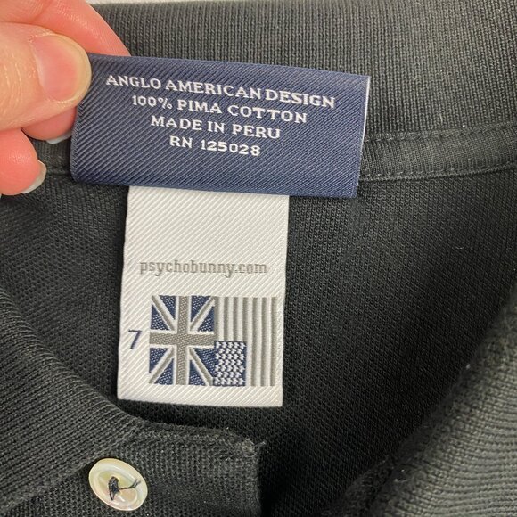 Psycho Bunny Polo Men's Size 7 (XL) 100% Pima Cotton Shirt Black - Picture 9 of 11